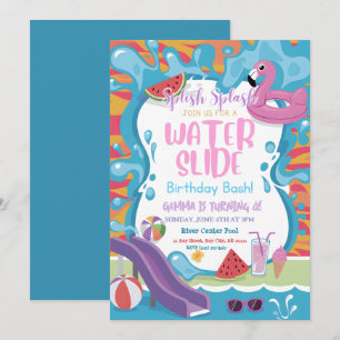 Invitation Soirée Anniversaire de enfant de la piscine à tobo