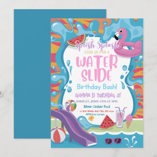 Invitation Soirée Anniversaire de enfant de la piscine à tobo