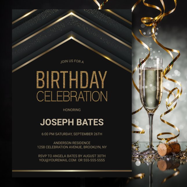 Invitation Soirée Anniversaire Noire (Créateur téléchargé)