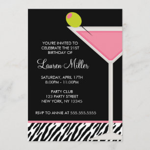 Invitation Soirée Anniversaire Rose Martini
