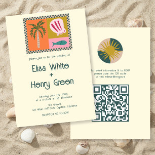 Invitation Soirée au bord de la mer Moderne Mignon QR PERSONN