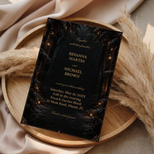 Invitation Soirée aux chandelles dans la forêt enneigée encha