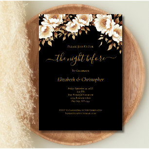 Invitation Soirée Avant Le Dîner De Répétition Florale Gold N