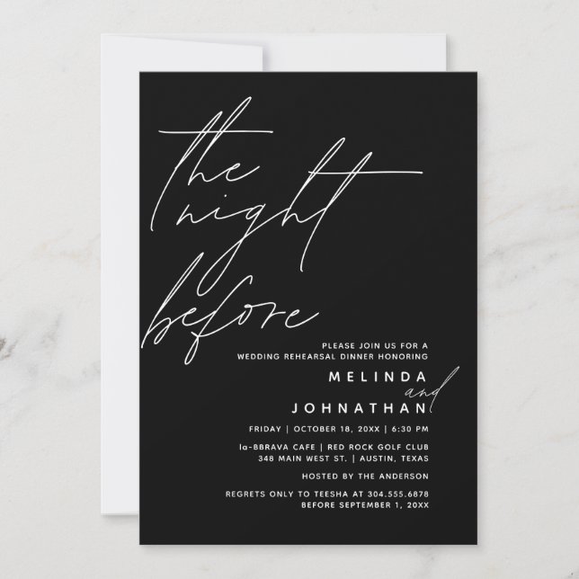 Invitation Soirée avant le dîner de répétition Mariage t1 (Devant)