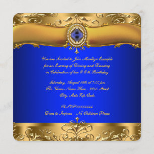 Invitation Soirée Bleu Royal et Or
