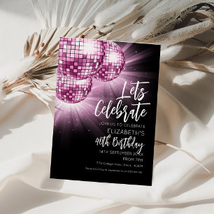 Invitation Soirée Boule à Paillettes Roses