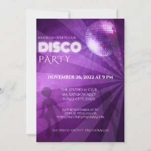 Invitation Soirée Boule Disco Violet Cool