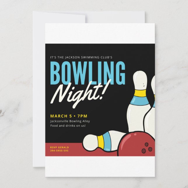 Invitation Soirée bowling ! (Devant)