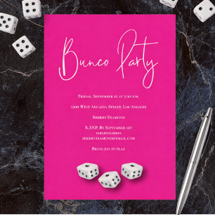 Invitation Soirée Bunco Rose Moderne et Blanc