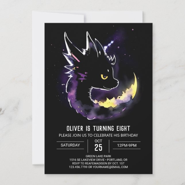 Invitation Soirée Céleste avec Dragon Fantaisiste (Devant)