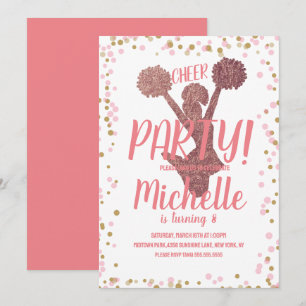 Invitation Soirée Cheerleader Anniversaire Blush Rose