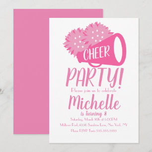 Invitation Soirée Cheerleader Anniversaire rose