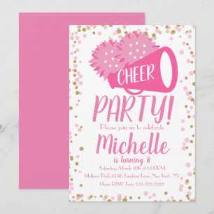 Invitation Soirée Cheerleader Anniversaire Rose Confetti En
