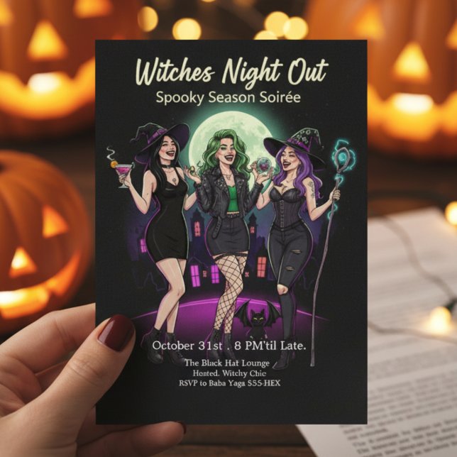Invitation Soirée Chic sorcière à la fête d'Halloween pour ad (Créateur téléchargé)