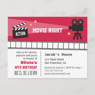 Invitation Soirée Cinéma Anniversaire Action Caméra Lumière