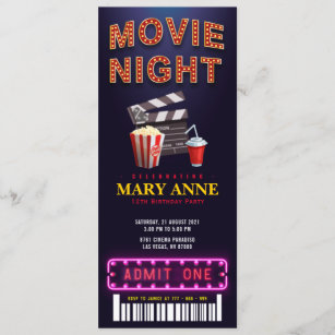 Invitations Faire Part Cartes Anniversaire De Soiree Cinema Zazzle Ca