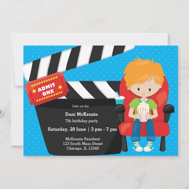 Invitation Soirée cinéma * choisir la couleur arrière - plan (Devant)