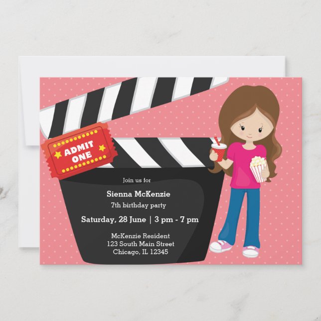 Invitation Soirée cinéma * choisir la couleur arrière - plan (Devant)