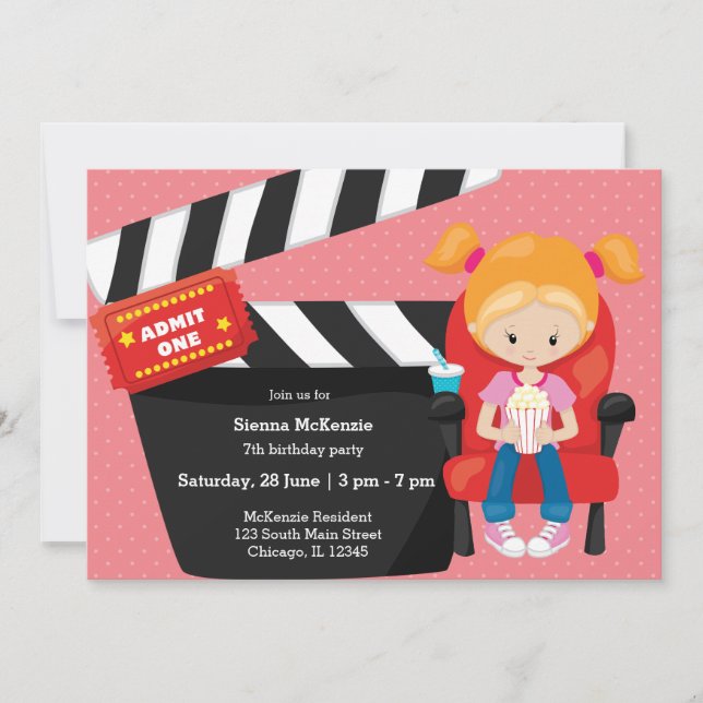 Invitation Soirée cinéma * choisir la couleur arrière - plan (Devant)