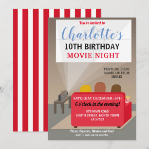Invitation Soirée cinéma enfants Film Films Cinéma Anniversai