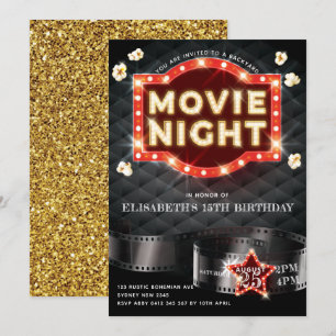 Invitation Soirée cinéma Luxe Parties scintillant Or
