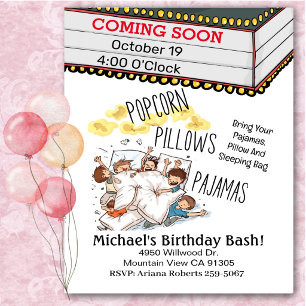 Invitation Soirée Cinéma pour Garçon d'Anniversaire Marquee