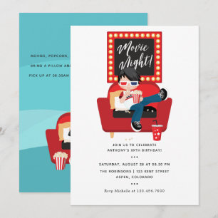 Invitation Soirée cinéma pour l'anniversaire d'un garçon avec