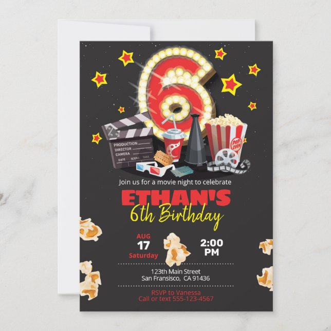 Invitation Soirée cinéma, théâtre - 6e anniversaire Invitatio (Devant)