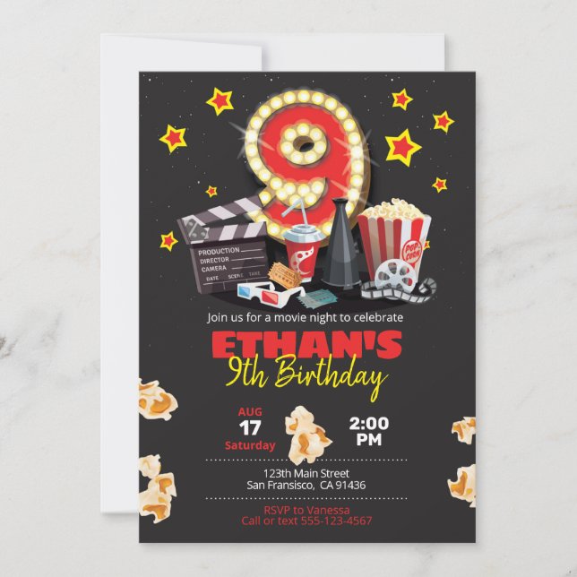 Invitation Soirée cinéma, Théâtre - 9ème anniversaire Invitat (Devant)