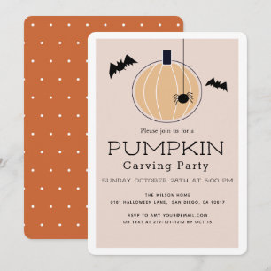 Invitation Soirée citrouille de carotte Halloween Beige moder
