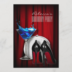 Invitation soirée cocktail à la sole rouge stiletto girly mar