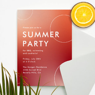 Invitation Soirée Cocktail d'été simple et moderne (Rouge)
