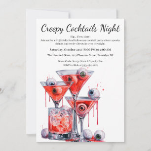 Invitation Soirée Cocktail Halloween Boisson Creepy Eyeball