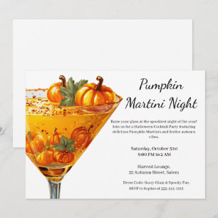 Invitation Soirée Cocktail Halloween   Martini à la citrouill