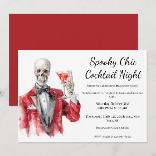Invitation Soirée Cocktail Halloween Nuit Chic et Squeletti