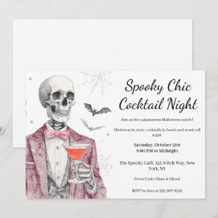 Invitation Soirée Cocktail Halloween Nuit Chic et Squeletti