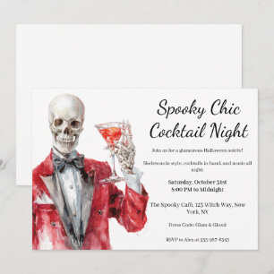 Invitation Soirée Cocktail Halloween   Nuit Chic et Squeletti