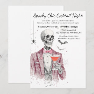 Invitation Soirée Cocktail Halloween Nuit Chic et Squeletti