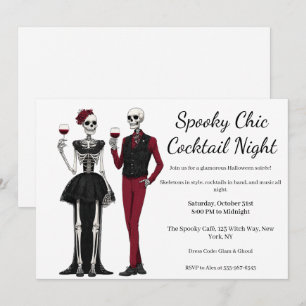 Invitation Soirée Cocktail Halloween Nuit Chic et Squeletti