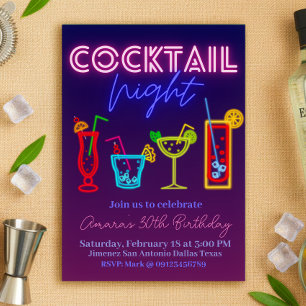 Invitation Soirée Cocktail - Neon Drink