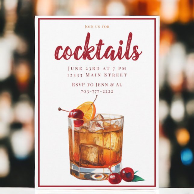 Invitation Soirée Cocktail Old Fashioned (Créateur téléchargé)