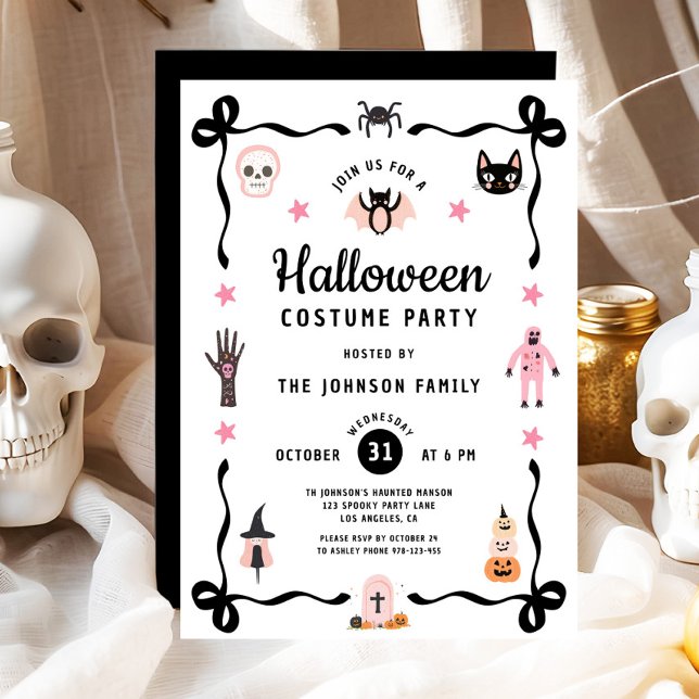 Invitation Soirée Coquette Halloween Costume Party (Cute Coquette Halloween Costume Party Invitation)