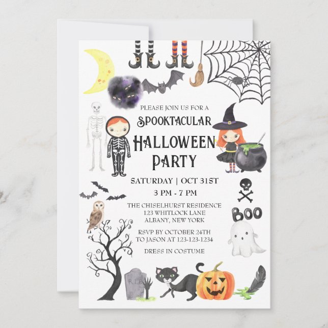 Invitation Soirée Costume Éffrayant Halloween Party (Devant)
