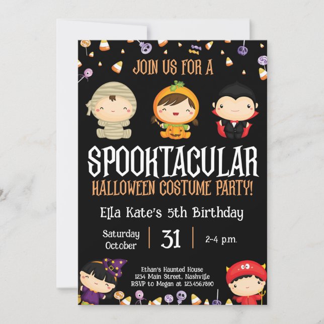 Invitation Soirée costumée d'Halloween Anniversaire de la fêt (Devant)