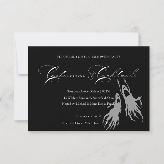 Invitation Soirée costumée d'Halloween simple et classique (Devant)
