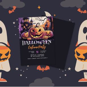 Invitation Soirée costumée d'Halloween violet
