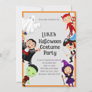 Invitation Soirée costumée pour enfants d'Halloween