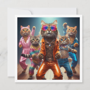 Invitation Soirée costumée, Soirée dansante disco, chat