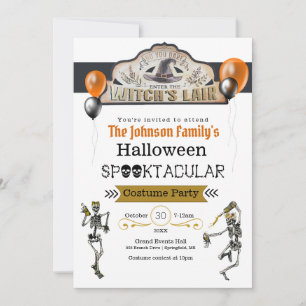 Invitation Soirée Costumée Sorcières et Squelettes Danseurs