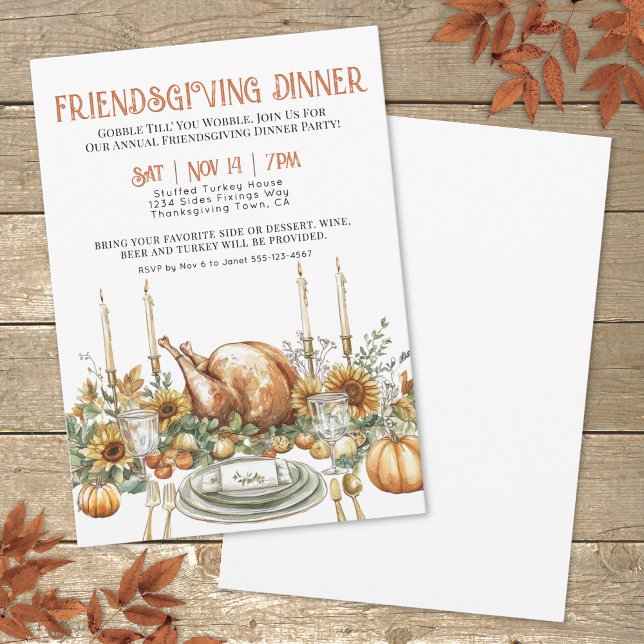Invitation Soirée d'Action de grâce (Thanksgiving Friendsgiving Dinner Party Invitation)